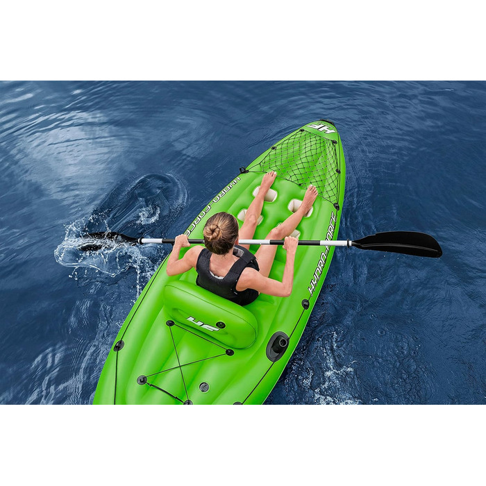 Надувний каяк Bestway Hydro-Force Koracle для риболовлі, комплект: ручний насос, весло, сумка, 1-місний човен, різні стилі