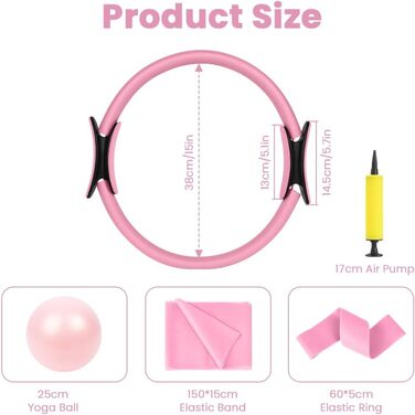 Набір для пілатесу AOOSA: кільце Magic Circle 38 см, 6 шт. (4 шт. рожевий, 2 шт. фіолетовий) для йоги, фітнесу та реабілітації