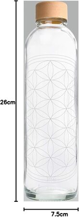 Скляна пляшка для води Carrybottles 0,7 л Flower Of Life, спортивна, без BPA, не протікає, підходить для газованої води, зроблено в Німеччині