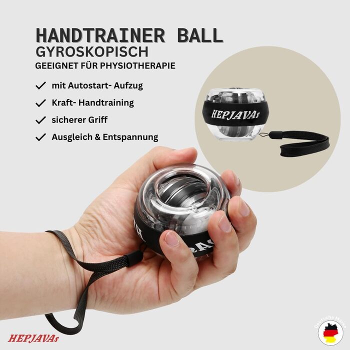 Набір для тренування рук HEPJAVA 6-в-1: тренажер пальців, хвату, передпліччя, гіроскопічна кулька, кільце для хвату, розтягувач пальців. Ідеально для силових тренувань та реабілітації