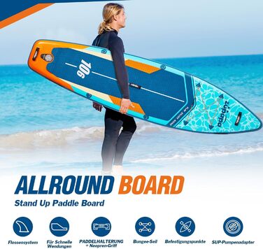 Надувний SUP Борд Zupapa 366см/320см | Комплект Stand Up Paddle Board з сидінням для каяка | З аксесуарами (320см, 366см, Чорний, Білий, Сірий, Синій, Оранжевий)
