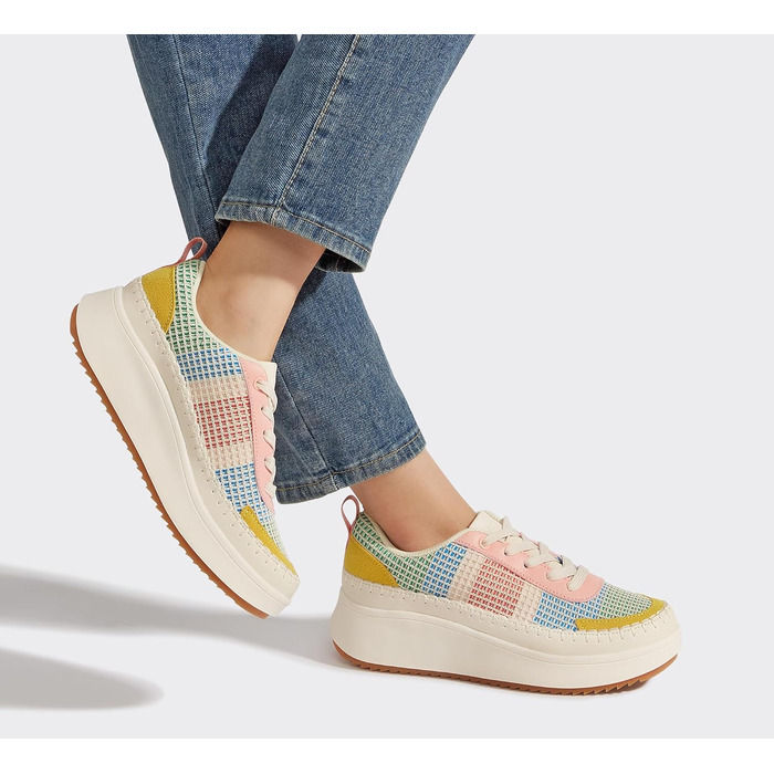 Кросівки жіночі Lucky Step на платформі з камінням, рожево-жовті, повсякденні, 39 EU