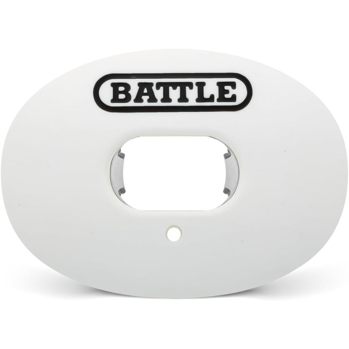 Захисник губ Battle Oxygen з перетворенням ремінця - футбольний та спортивний захист рота - максимальна подача кисню - насадка підходить з/без підвіски - Impact Shield захищає губи та зуби, універсальний розмір (білий)