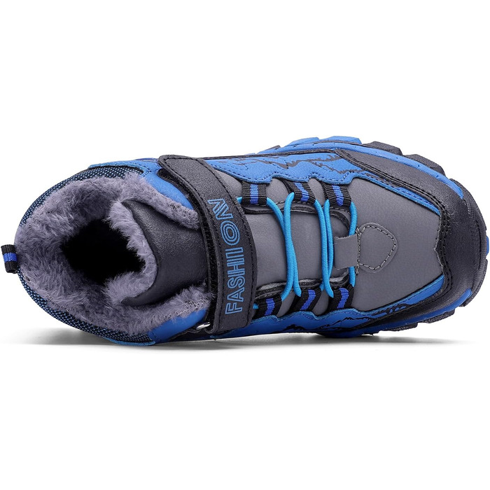 Дитячі зимові черевики Kinder Outdoor - теплі, взуті, для піших прогулянок, трекінгу та катання снігом. Дитячі черевики для хлопчиків та дівчаток (35 EU, блакитні)