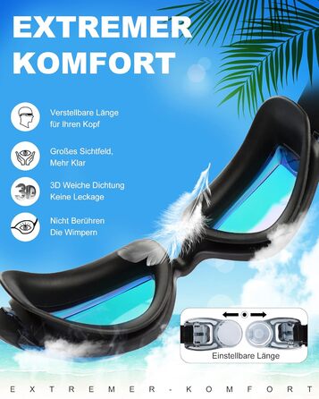 Окуляри для плавання Zerhunt для чоловіків, жінок, дітей. Антизапарні, з захистом від УФ. Окуляри для дайвінгу та водного спорту. Подарунок для чоловіків, жінок, дівчаток та хлопчиків 10+