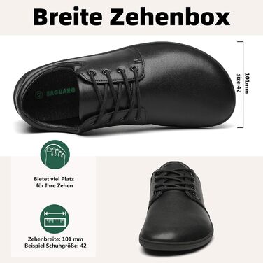 Чоловічі тапочки-балетки Saguaro Noble II - легкі, з широкою переднячкою та Zero-Drop підошвою, розмір 36-48 (Чорний, 47 EU Weit)