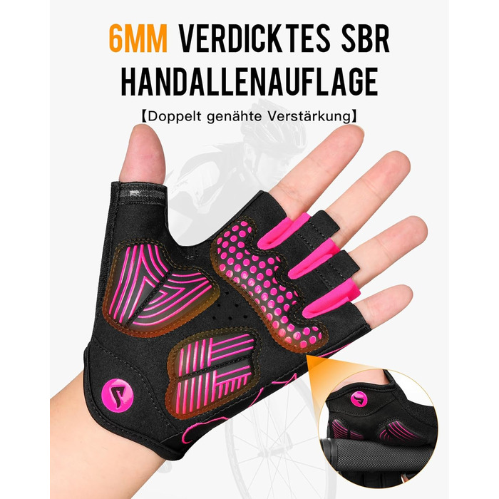 Велосипедні рукавички ATERCEL для чоловіків - напівпальцеві, з SBR-подушками, для їзди на велосипеді та фітнесу (Рожевий, L)