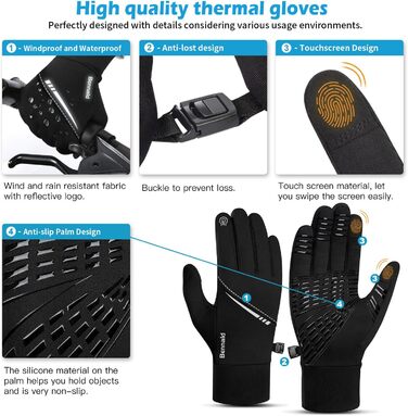 Рукавички для велосипеда зимові, сенсорні, водонепроникні, вітрозахисні. Підходять для катання на велосипеді, гірськолижному спорту, роботи, походів, верхової їзди та альпінізму.