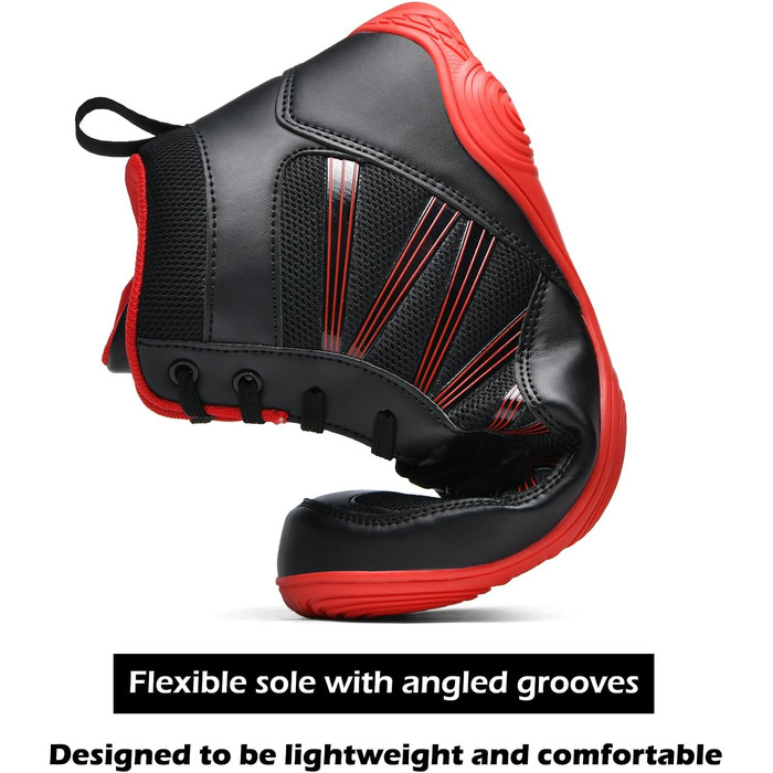 Чоловічі боксерські та борцівські кросівки DimaiGlobal. Кросівки для єдиноборств, фітнесу, кікбоксингу, карате, тхеквондо, важкої атлетики. Розмір 45 EU, чорно-червоні.