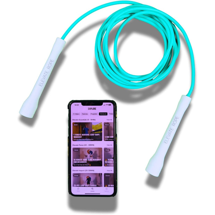 Стрибкове канат Elevate Speed Rope MAX: професійний, міцний PVC з нейлоновою серцевиною, 5 мм, до 3 метрів, турквоаз