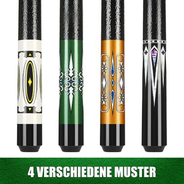 Більярдний кий Pool Queue 58 дюймів, тверде дерево, наконечник 13 мм, для професійних гравців, 1/2 кий, набір 4 шт.