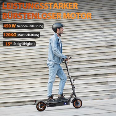 Електросамокат E9MAX для доріг, для дорослих, 40 км, 36В 10Аг, 120 кг, 10'' колеса, подвійна гальмівна система, офроуд