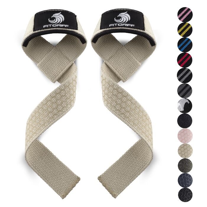 Fitgriff® гучнощі для тяги, кросфіту та бодібілдингу - ремені для підйому ваги (з підкладкою) - для жінок та чоловіків, XS (обхват зап'ястя до 16 см), колір пісок (силікон)
