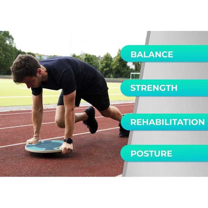 RPM Power Balance Wobble Board – баланс-борд з масиву дерева для тренування м'язів кора, зміцнення ніг і верхньої частини тіла, Greencross