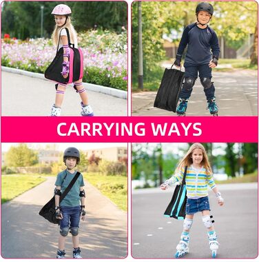 Сумка для роликів та ковзанів для дітей, рожева, з регульованими ремінцями та відділеннями