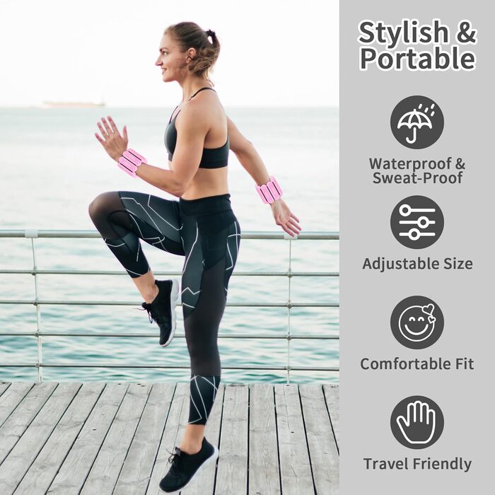 Набір манжет для ніг Smlper 2 шт. (2 кг) - для фітнесу, йоги, пілатесу, ходьби, бігу (рожевий)