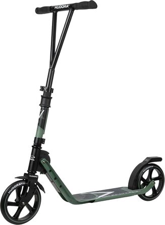 Дитячий та підлітковий самокат HUDORA BigWheel Generation V 205, оливковий, легкий складаний самокат із великими колесами та підвищеною плавністю ходу