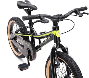 Дитяче велосипед BIKESTAR 16 дюймів: алюмінієвий MTB для дівчаток та хлопчиків 4-5 років, V-brake, чорно-зелений
