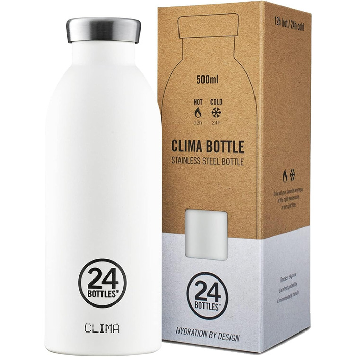 Термобутилка 24Bottles Clima з нержавіючої сталі, герметична, 330/500/850 мл, екологічна, зберігає тепло до 12 годин і холод до 24 годин