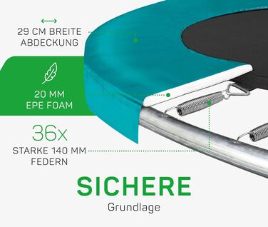 Трамплін Salta Comfort Edition – діаметр 183-427 см – сертифікований TÜV – зелений/рожевий – круглий вуличний/садовий, комплект з мат, сітки, пружин, захисту борта