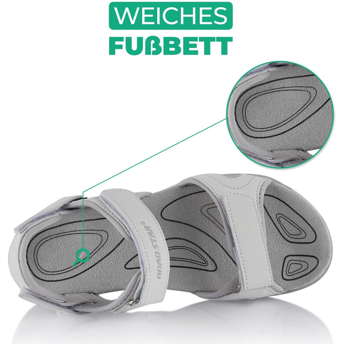 Трекінгові сандалі Fusskleidung® унісекс, біло-сірі, 45 EU, з міцною підошвою для походів та літа