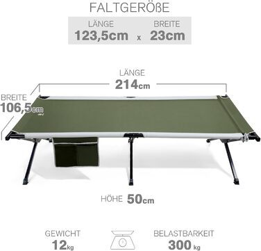 Розкладне ліжко EVER ADVANCED для кемпінгу та відпочинку: 214x106 см, 300 кг, зелене