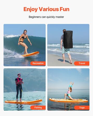Надувний SUP-борд VEVOR Stand Up Paddle Board 323/335 см з аксесуарами: насос, весло, рюкзак, ремкомплект, кишеня для телефону. Підходить для дітей та дорослих.