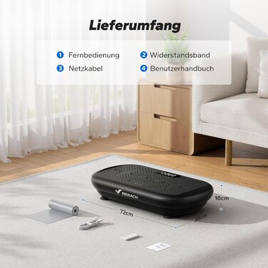 Вібраційна платформа MERACH для фітнесу та схуднення, 13 мм амплітуда, 200 кг, Bluetooth, чорна