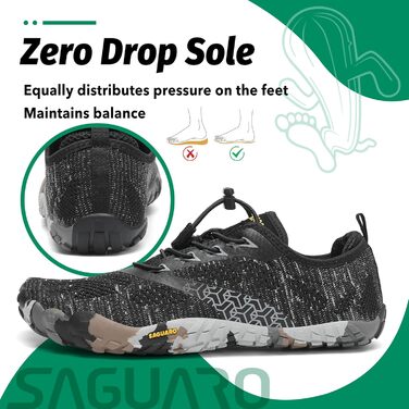 Кросівки SAGUARO Unisex для трейлраннінгу та фітнесу, дихаючі, чорні (42 EU)