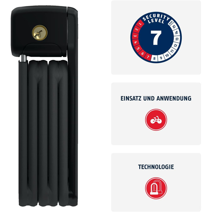 Замок велосипедний ABUS Bordo Lite 6055K SH з кріпленням - сталевий, 60 см, рівень безпеки 7, чорний