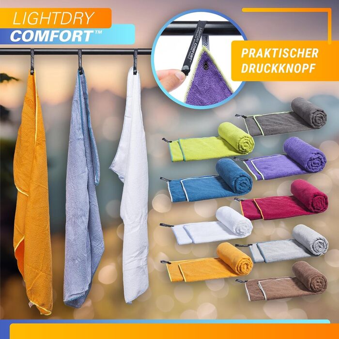 LightDry® Original спортивне рушник з мікрофібри для подорожей та рюкзака - спортивне рушник для басейну та фітнесу, швидковисихаюче, легке, антибактеріальне (60 x 30 см, фіолетовий)