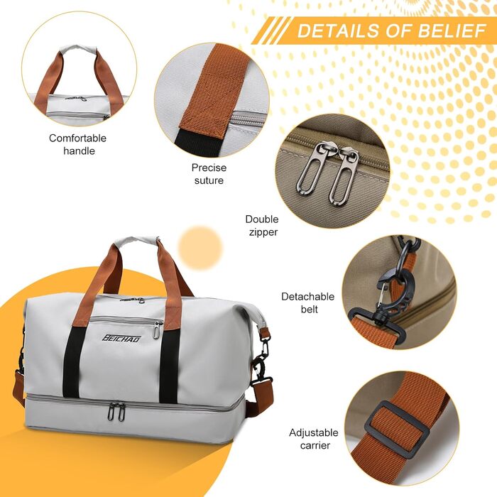 Спортивна сумка Lafo: дорожня, для тренажерного залу, з відділенням для взуття та мокрих речей, сіра