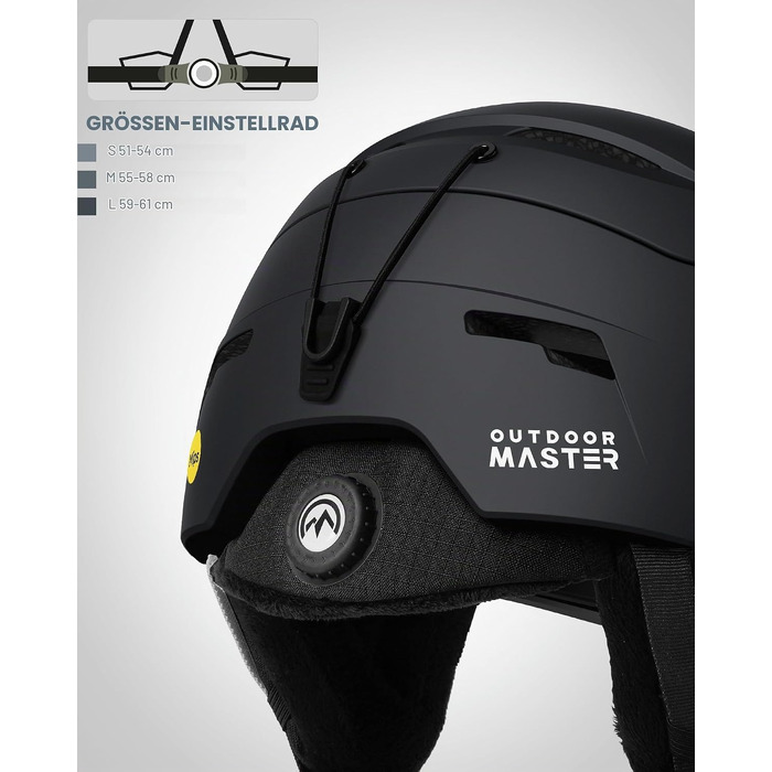 Шолом для гірських лиж та сноуборду OutdoorMaster ELK MIPS, матовий чорний, розмір M