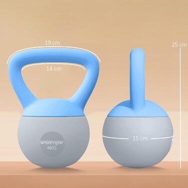Гантель SPORTNOW Soft Kettlebell 4/6/8/10/12 кг з нековзким руків'ям для фітнесу та силових тренувань вдома
