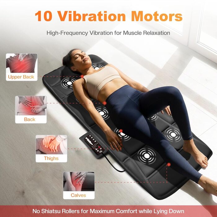 Масажна килимок CILI для всього тіла з підігрівом та вібрацією, масажне подушечко для спини, для зняття болю в спині та шиї