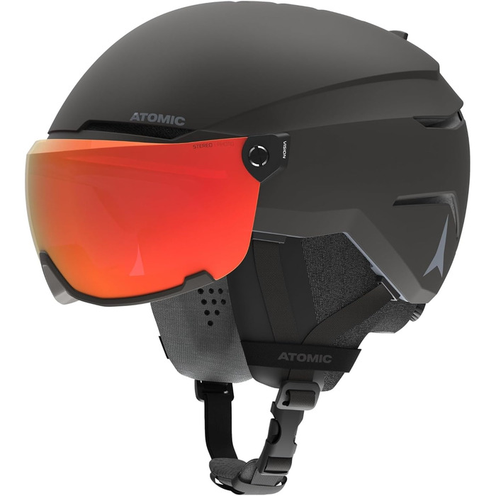 Гірськолижний шолом ATOMIC Savor Visor Photo з візором, чорний, 59-63 см, максимальна ударостійкість, активна вентиляція, дзеркальне покриття