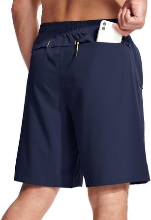 Шорти спортивні чоловічі MAGCOMSEN, дихаючі, легкі, для тренувань та прогулянок, з кишенями на блискавці (темно-синій, 36)