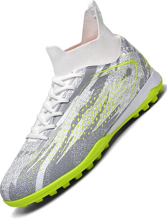 Дитячі футбольні бутси Donbest для хлопчиків: штучний газон, AG, FG, штифти, професійне тренування (4 білий, 34 EU)