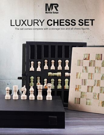 Шаховий набір з мармуру для дорослих, ручної роботи, 32 фігури, 2 додаткові королеви, коробка для зберігання, подарунок, декор (кораловий & темно-коричневий) (Verona & Green)