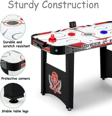 Набір для гри в аерохокей з цифровою системою підрахунку очок, 4 фути, для дорослих (2 шайби, 2 ручки)