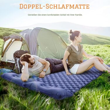 Надувний килимок для кемпінгу Isomatte на 2 особи, 200x120x6 см, водонепроникний, армійний зелений