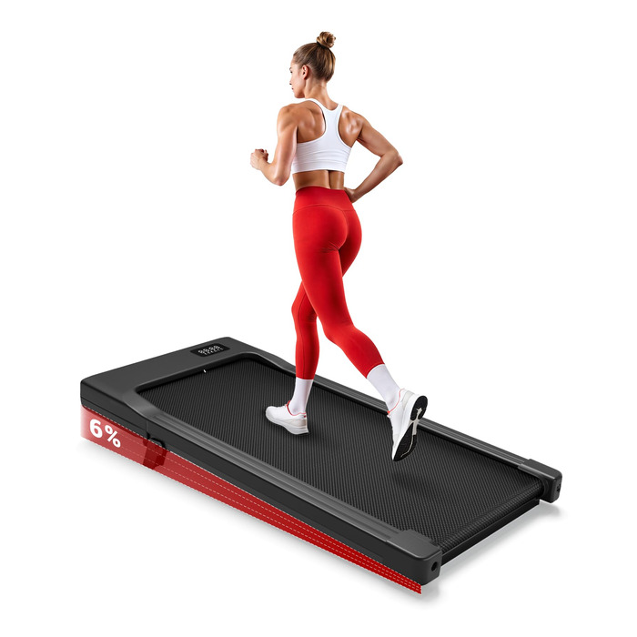 Walking Pad Superun з нахилом 6% – біговий доріжка для дому, максимальна швидкість 12 км/год, з додатком та пультом дистанційного керування. Робочий стіл, максимальне навантаження 136 кг, 90 см, колір Чорний.