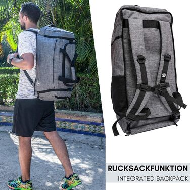 Спортивна сумка Bearformance Ultimate 50L з рюкзаком, відділенням для взуття та вологих речей, сіра, з переробленого PET, для тренажерного залу, подорожей, чоловіків і жінок
