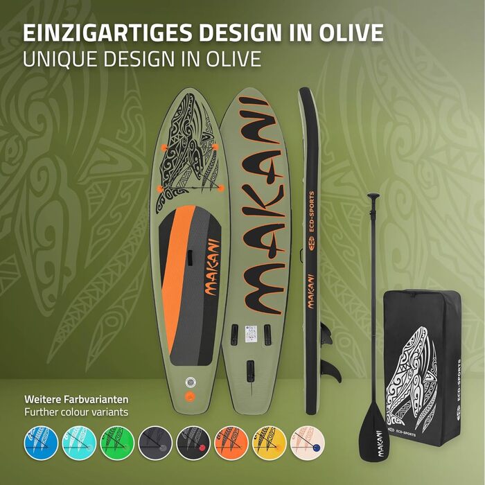 Надувна SUP-дошка ECD Germany 305-380 см, до 150 кг, комплект із сидінням для каяка, сумкою та веслом, різні моделі