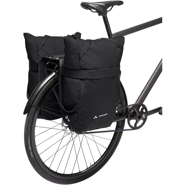 Велосипедна сумка VAUDE TwinShopper 44 л, чорна, з дощовиком, окреме використання, шопер, універсальний розмір