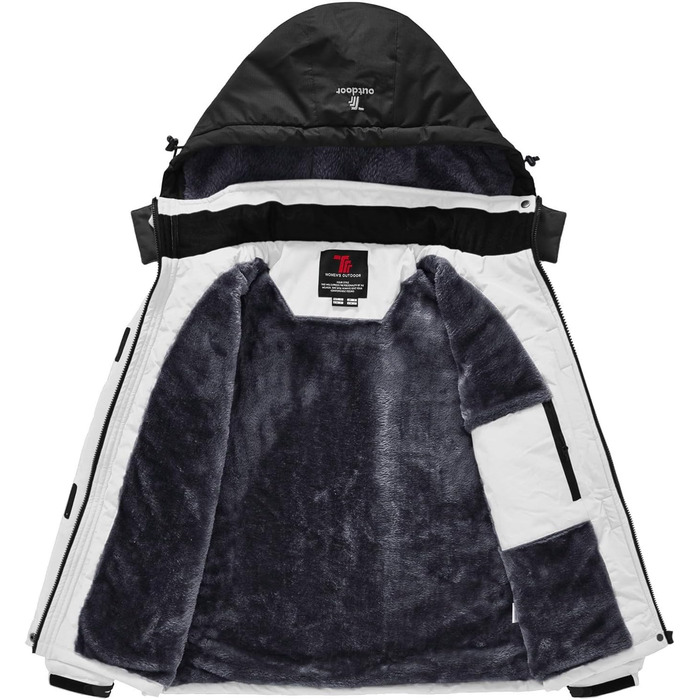 Зимова куртка Rdruko для сноуборду та гірськолижного спорту: тепла, водонепроникна, з капюшоном, Softshell, чорно-біла, XXL