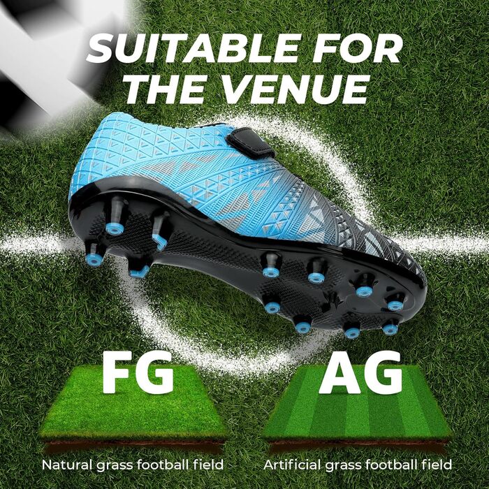 Дитячі футбольні бутси ASHION для футболу та активного відпочинку, розмір 32 EU, блакитно-чорні