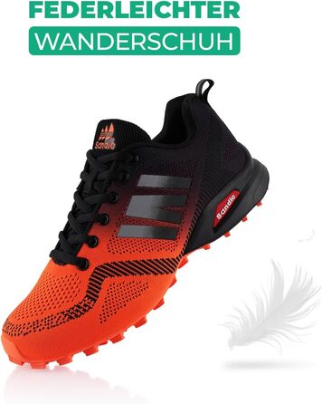 Трекінгові черевики для жінок та чоловіків, дихаючі, для трекінгу та трейлраннінгу, 45 EU, помаранчево-чорні