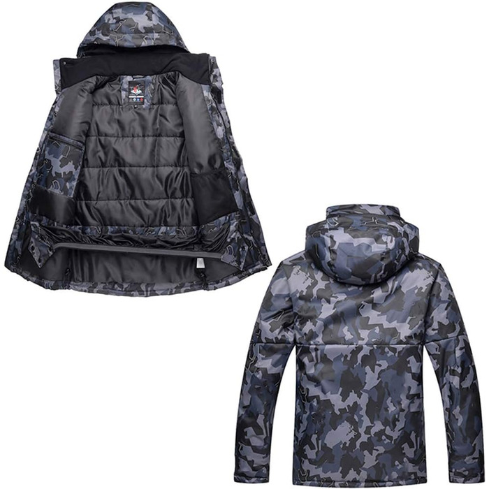 Чоловічий гірськолижний костюм камуфляж: куртка та штани. Теплий, вітро- та водонепроникний костюм для сноуборду та лиж. Чорний, розмір a