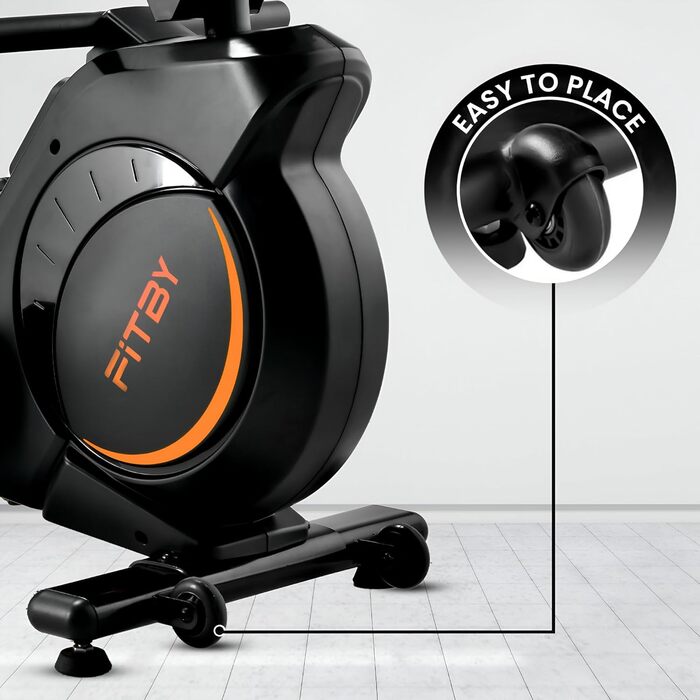 Гребний тренажер Fitby для дому - складаний, з магнітним опором, 16 рівнів навантаження, LCD-дисплей, до 150 кг, чорний